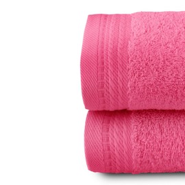 Top Towel Premium - Large Bath Towels - 2 Face or Bidet Towels - 30 x 50 cm - 100% Cotton - 600 g - Strawberry