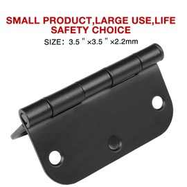 18 Pack Matte Black Door Hinges 3.5 x 3.5 Inch Interior 3 1/2 Inch Door Hinges for Doors Rounded 5/8" Radius Corners Flat Iron Hinge 3 ½"x 3 ½" Door Hardware Controls