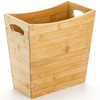 TOPZEA Bamboo Waste Basket, Rectangular Narrow Trash Can with Handle