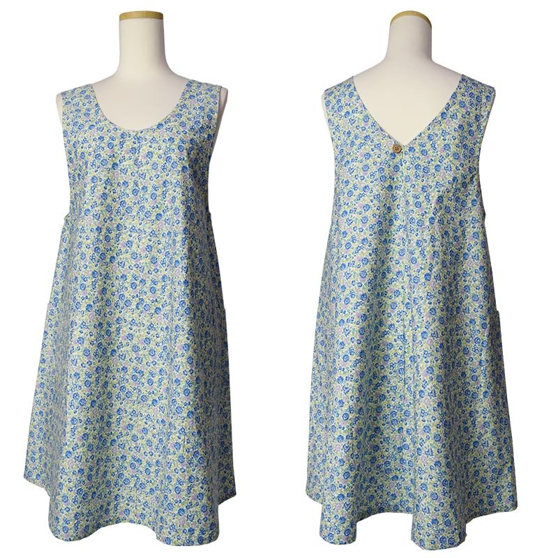[Berry Berry] Apron Tunic-Style Apron Dress Small Rose Pattern Made