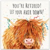 Twizler Retirement Card - Scottish Highland Cow - Funny Happy