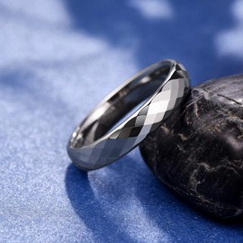 083BASE Women's / Men's Silver 2 mm Wide Dome Shape and Comfort Fit Design Stone Unisex Tungsten Rings for, Tungsten