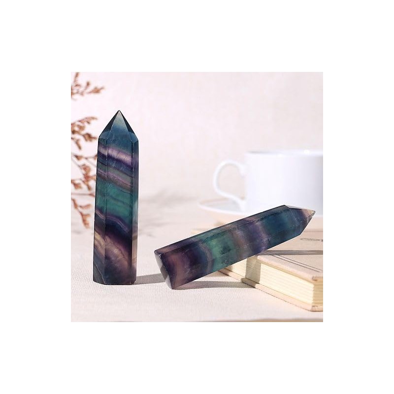 GUJOXILA 9-10 cm Fluorite Large Crystals Tower Healing Stone Rock