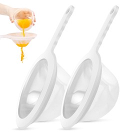 2 Pcs Fine Mesh Strainer Nylon Sieves for Cooking Fine Mesh Sieve with Plastic Handle for Juicing Coffee Nut Milks Milk Butter and Cheese White (120 and 200 Mesh)