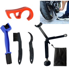 Bike Maintenance Stand, Rear Stand, Bike Jack, Side Stand, Easy Lift Stand, Compact, Anti-Slip, Fall Prevention, Effective Length 8.3 - 16.9 inches (21 - 43 cm), Front Wheel Brake Lever Lock, Chain Brush Storage Bag Included