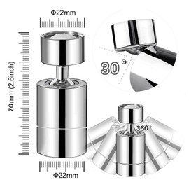 360° Swivel Tap Attachment, Stainless Steel Aerator, Aerators for Taps, Tap Strainer, Water-Saving Strainer, Aerator for Families, Hotels, Public Facilities