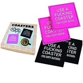 Diabolical Gifts DP1216 Naughty Coasters - Funny Coasters for Office, Secret Santa Gifts for Work Colleagues, Funny Office Gifts, Coaster Gifts for Women, Funny Office Accessories