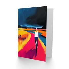 Artery8 Greeting Card Bicycle Dream Bike Ride Colourful Landscape For Her Woman Birthday Card