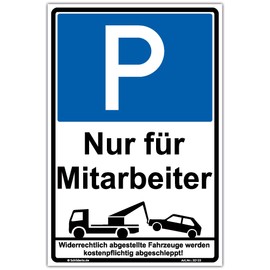 Sign "Parken nur für Mitarbeiter" Sign 300 x 200 mm Portrait Sturdy Aluminium Composite Panel 3 mm Thick