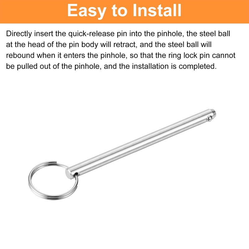 sourcing map 2Pcs 8mmx105mm Quick Release Pins, 316 Stainless Steel