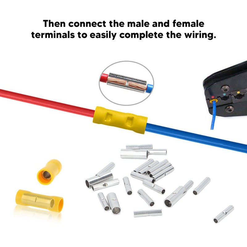 200Pcs Wire Ferrule Copper Male Female Crimp Terminal Connector for