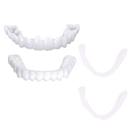 1 Pairs Instant Veneers Dentures Fake Teeth Braces Whitening Cosmetic Tooth Covering Snap on Smile Teeth Top and Bottom Clip in Veneers Teeth Temporary Upper and Lower False Teeth