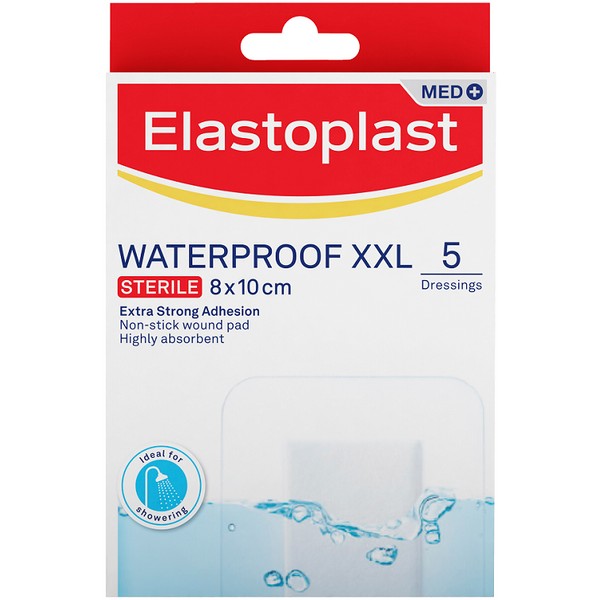 Elastoplast Waterproof XXL Sterile 8x10cm Dressings 5