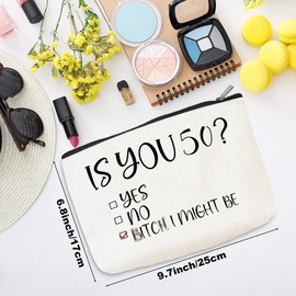 Novelty 50th Birthday Gifts for Women Cosmetic Bag Funny Cool Gifts for 50 Year Old Woman Makeup Bag 50th Birthday Party Favors Turning 50 Appreciation Gifts for Mom Wife Aunt Grandma Toiletry Bag