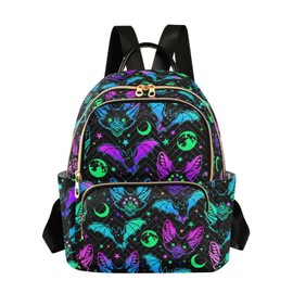 ZAZYXTJ Backpack Purse for Women Quilted Mini Fashion Backpacks Lightweight Travel Casual Backpack, Bat Magic, Small, Quilted Fashion Backpacks