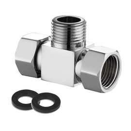 Add-A-Tee G1/2" Hose Connector Adapter for Angle Valve Adapter, Shower Arms, Toilet Bidet Sprayer, Hose Fittings (3 Way-T4)