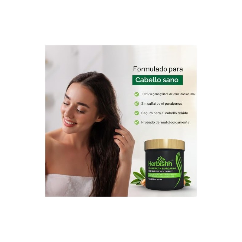 Mascarilla para Cabello Herbishh con Aceite de Argán y Queratina,