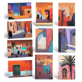 Stonehouse Collection | 10 Assorted Mexican Note Cards | Mexico | USA Made | Variety Set of 10 Southwest Thank You, Blank Note Card (Assorted Mexican Village)