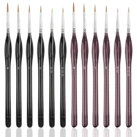 2 Pack Detail Paint Brushes Set, SourceTon Artist Paint Brushes Painting Supplies for Art Watercolor Acrylics Oil- 6 Pieces for Each Set- Black & Brown