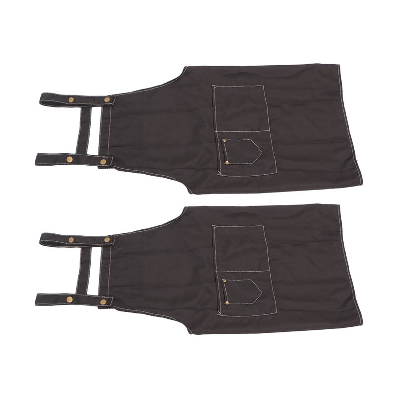 2 Pcs Black Cotton Apron Kitchen Breathable Oil Resistant Apron