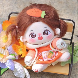 niannyyhouse 8" Plush Doll Clothes Fruit Pattern Hoodies Overalls 8" Soft Rag Doll Dressup (Orange)
