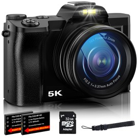 5K Digital Camera WiFi Autofocus Vlogging Camera for YouTube 48MP Camera for Photography and Video, 3.5" Screen Travel Camera with UV Filter, Anti-Shake,16X Digital Zoom,32GB SD Card,2 Batteries
