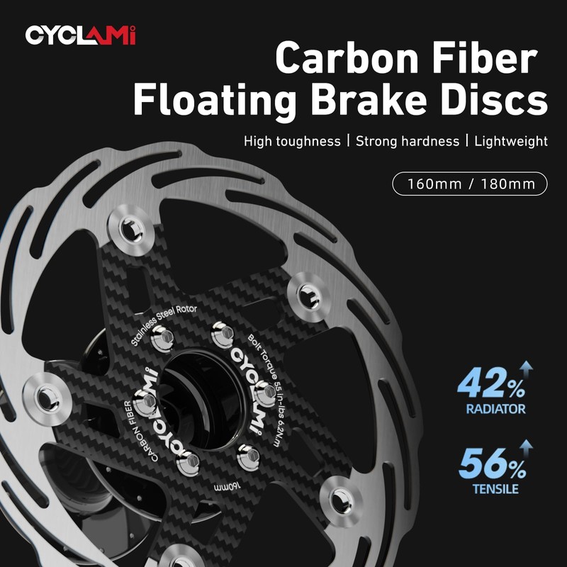 CYCLAMI Deore Carbon Fibre Bicycle Brake Disc 160 mm Disc