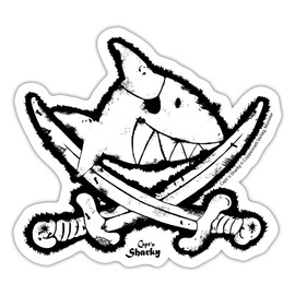 Spreadshirt Captain Sharky Flag Shark Sticker, 10 x 10 cm, Matt White