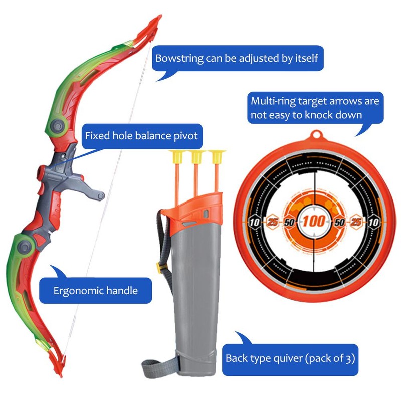 Children Archery Set Including Board Arrow Holder Suction Cup Arrows
