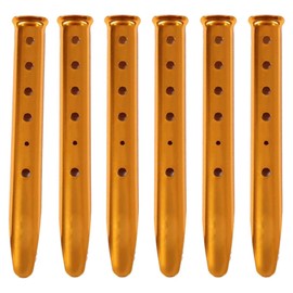 Hacbop 6Pcs Snow and Sand Tent Stakes Pegs Aluminum Alloy U-Shaped Pegs Tent Nails Lightweight for Camping Hiking Backpacking, Gold