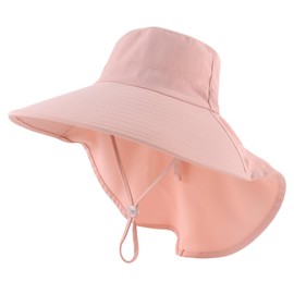 Zsedrut Waterproof Sun Hat Women Man UV Protection Hats with Neck Flap Foldable Summer Hat Gardening,Hiking,Fishing,Swimming,Beach (Pink)