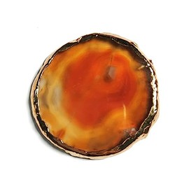 Soulnioi Healing Crystal Natural Polished Undrilled Tangerine Agate Stone Slices Irregular Geode Slices with Gold Edge for Wedding Party Cards Gifts DIY Reiki Desk Decor（5-6.5cm）