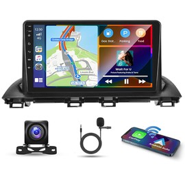 9 Inch Double Din Car Stereo for Mazda 3 Axela 2014-2019 Android 13 IPS Touchscreen Car Radio w/Wireless Carplay Android Auto GPS Navigation Bluetooth WiFi FM SWC AHD Mirror Link Backup Camera, 2+32G