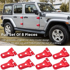 Door Hinge Cover Trim Exterior Accessories Decoration for 2018-2025 Jeep Wrangler JL JLU Sport Sahara Freedom Rubicon Unlimited & Gladiator JT 2-Door and 4-Door (Red 8PCS)