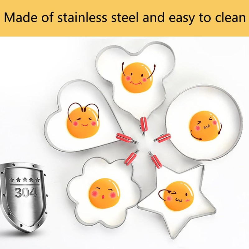 GZMAISULEE Egg Ring Molds for Cooking 5 Pack Griddle Egg