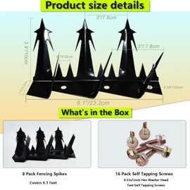 WHCDSTGJ Metal Anti Climb Spikes for Fences and Walls. Effectively Avoided Invaders Climbing Attempts. (Size74 inches)