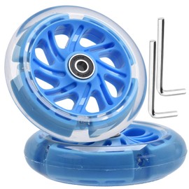 OTFAITP 120mm x 28mm Light-up Kick Scooter Front Wheels 8mm OD Inline, LED Bearing Skateboard Silent Flash Wheel with Bearings ABEC-9 for Foldable Micro Mini 2-3-4 Wheel Kids Scooter Kickboard