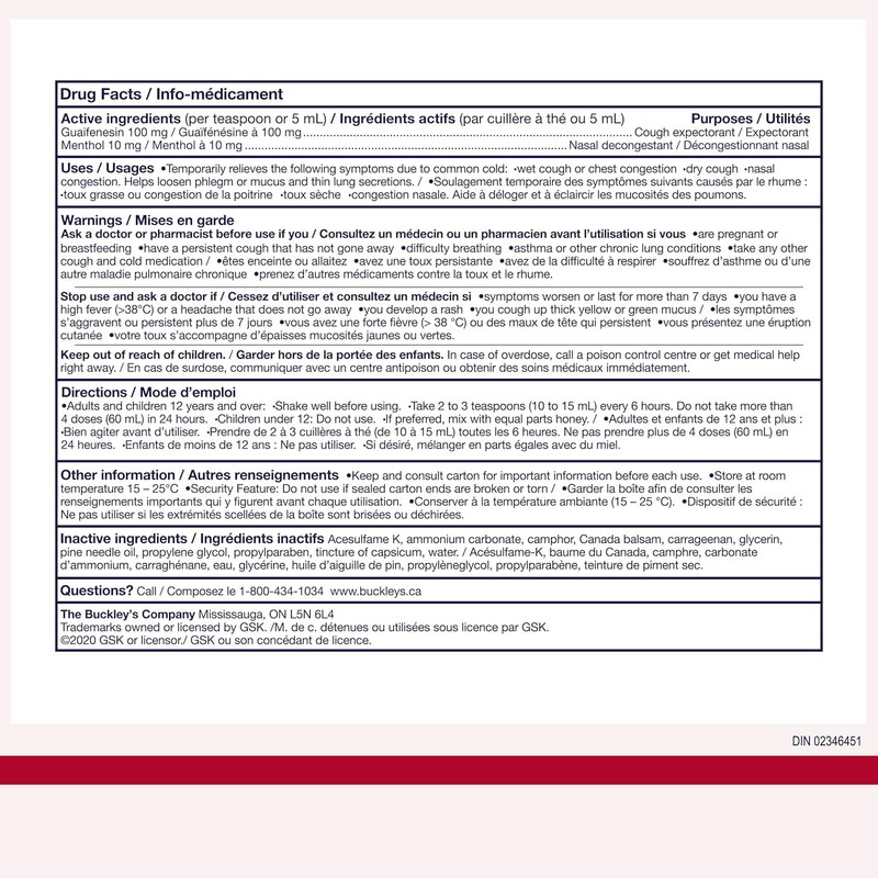 BUCKLEY'S Original 'EXPECTORANT' Syrup for COUGH, MUCUS & PHLEGM 150