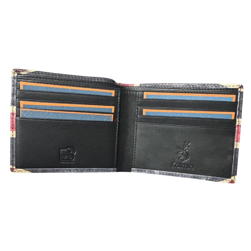 Union Jack Leather Card Holder Wallet, 8 Card Slots, RFID