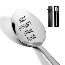XIKAINUO Joey Doesn't Share Food Engraved Spoon - The Friend Who Doesn't Like to Share Food with Anyone - Kitchen Dinner Spoop and Fork for Women, Men, Friends, Sister Birthday Christmas Gifts