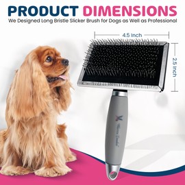 Warren London Gel-Handle Slicker Brush for Dogs | Long & Strong Pin Bristles | Ideal for Thick & Long Fur | Comfortable Grooming Tool