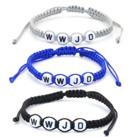 YIYUGEY ㅤ3PCs WWJD Braided Rope Bracelets What Would Jesus Do Matching Bracelet Set for Men Women Inspirational Christian Surprise Friendship Braided Rope Letter Bracelet Jewelry