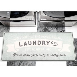 Benissimo-Modern Mat, 24"x56" Ultra-Thin Laundry Room Mat, Funny Non Slip Laundry Mats, Machine Washable, Bathroom Runner Floor Mat for Washroom, Kitchen, Laundry Co. Sign