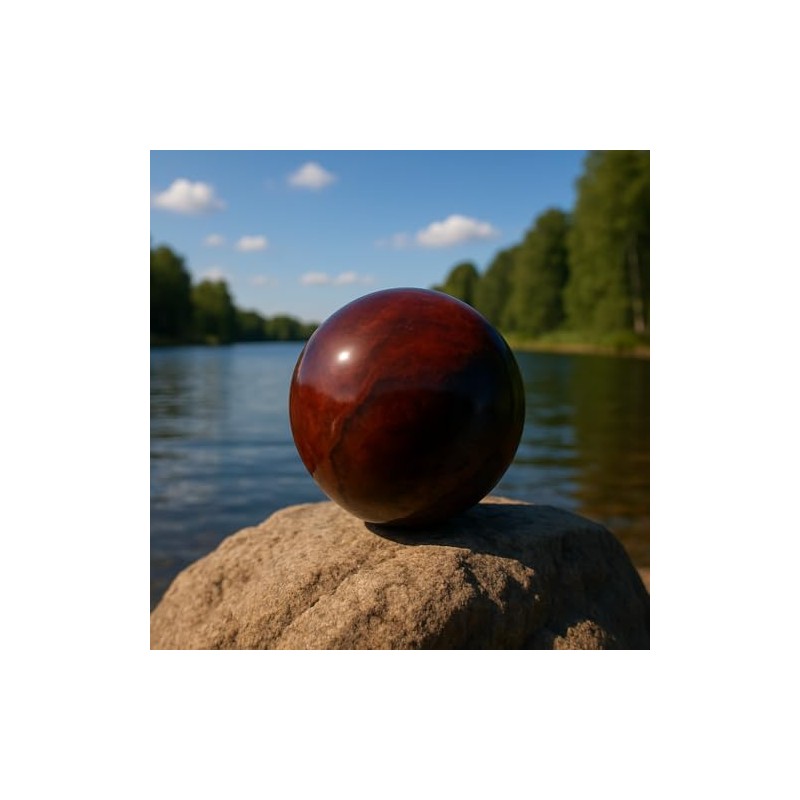 Pandiui23 Natural Polished Indian Agate Ball, Polished Crystal with Energy