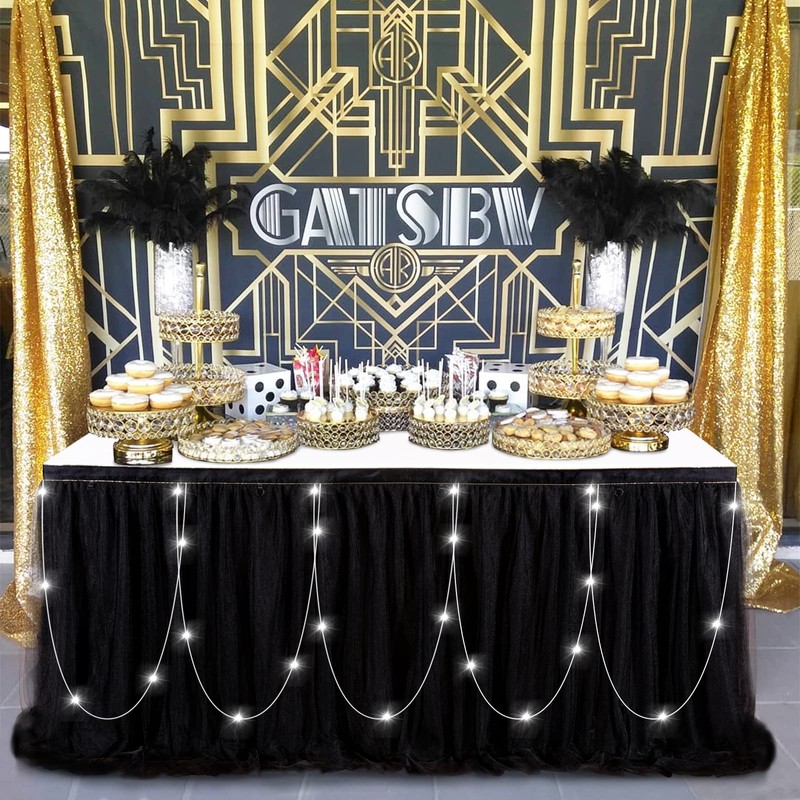 Black Tulle Tutu Table Skirts for Rectangle or Round Tables