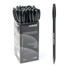 Eziglide Ballpoint Black Pen, Pack of 50 Ballpoint Pens, Smooth Writing Action - Medium Point (1.0mm) Black coloured pens multipack, Ball Point Pens; Ideal for School, Work, Home stationary supplies