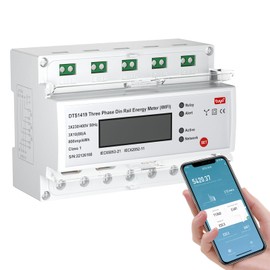 eMylo Smart WiFi Energiemessgerät, 3-Phasen-DIN-Schienen LCD-Digitalzähler, Stromverbrauchsmessgerät, 80A 230-400V, Unterstützung Alexa Google Assistant App Fernsteuerung für Haus, Wohnung