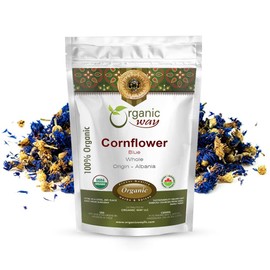 Organic Way Premium Cornflower Blue Whole (Centaurea cyanus) - European Wild-Harvest | Organic & Kosher Certified | Vegan, Non GMO & Gluten Free | USDA Certified | Origin - Albania (1 LBS / 16 Oz)