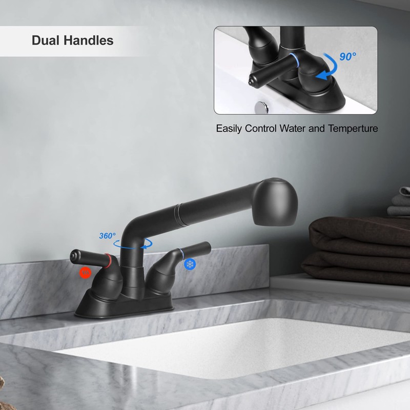 Utility Sink Faucet, Laundry Room Faucet with Pull Out Sprayer,