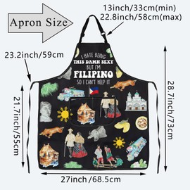 PLITI Filipino Apron With Pockets Filipino Travel Gift Philippine Souvenirs Gift Philippine Trip Gift Philippine Lover Gift (Filipino APU)